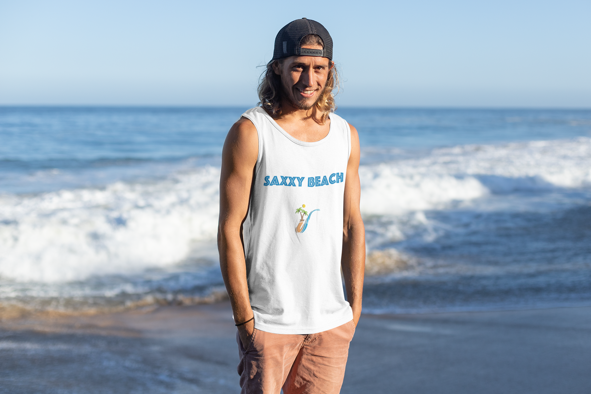 Tank Top - Blue Logo Print